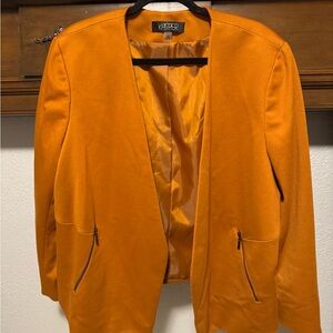 Kasper Orange Blazer Contemporary Collarless Design